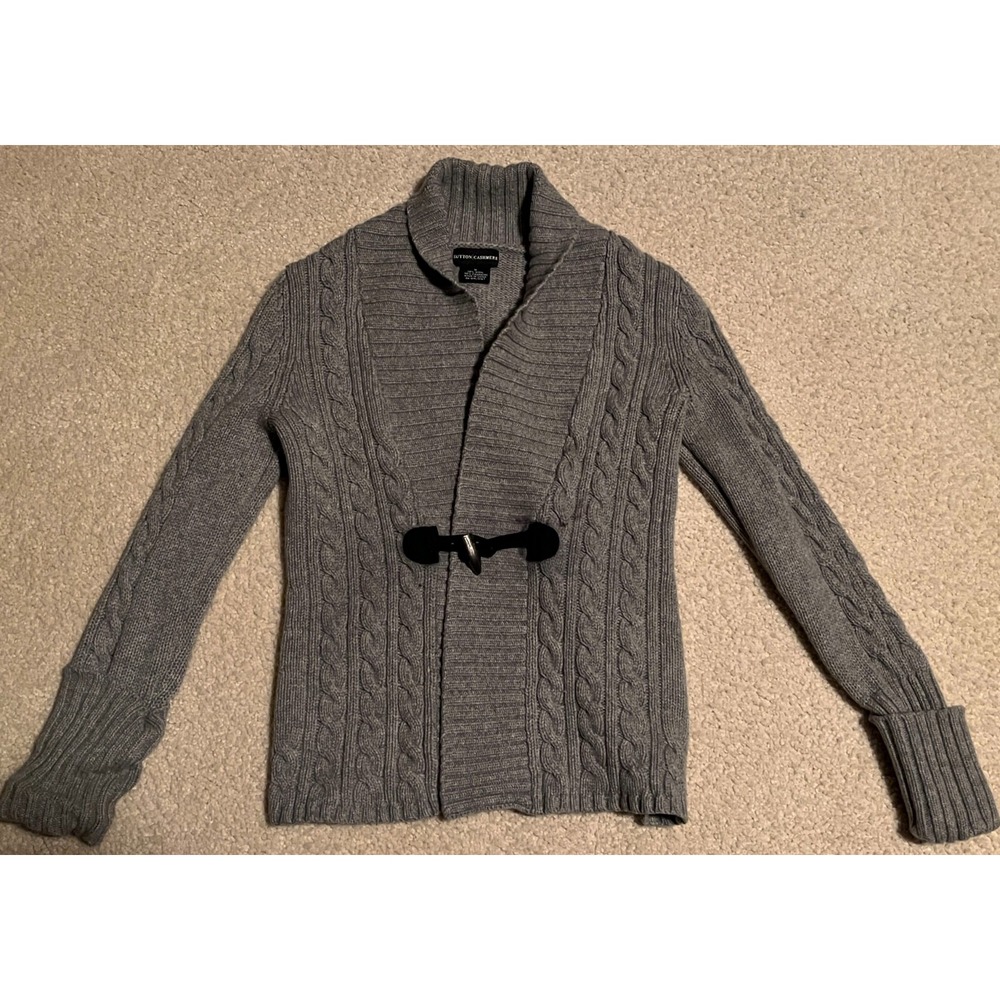 Sutton Cashmere Gray Cardigan Wool Blend Toggle Sweater Womens M